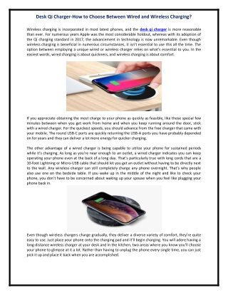 Desk Qi Charger-How to Choose Between Wired and Wireless Charging