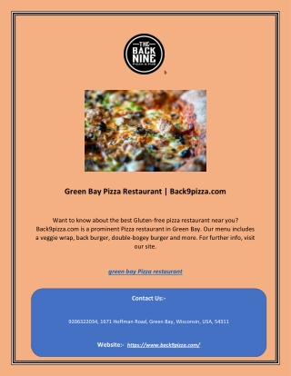 Green Bay Pizza Restaurant | Back9pizza.com