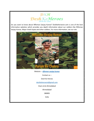 Rifleman Sanjay Kumar  Deshkeheroesin.com