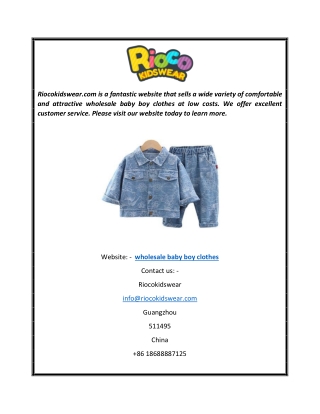Wholesale Baby Boy Clothes  Riocokidswear.com