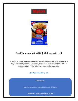Food Supermarket in UK | Melos-mart.co.uk