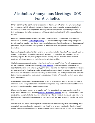 Alcoholics Anonymous Meetings