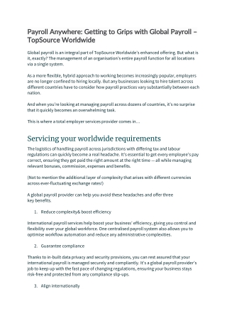 Payroll Anywhere Getting to Grips with Global Payroll | TopSource Worldwide