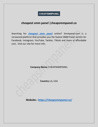 cheapest smm panel |cheapsmmpanel.co