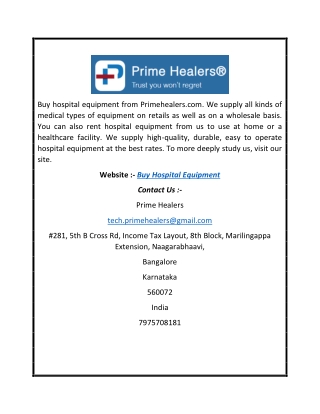 Buy Hospital Equipment | Primehealers.com
