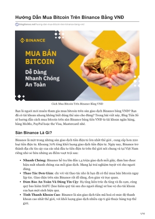 Hướng Dẫn Mua Bitcoin Trên Binance Bằng VNĐ