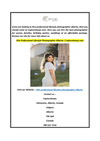Hire Professional Lifestyle Photographer Alberta  Capturekeeps.com