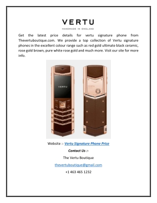 Vertu Signature Phone Price | Thevertuboutique.com