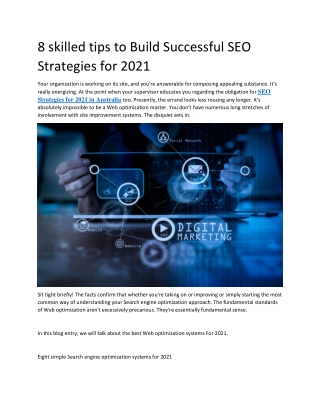 8 skilled tips to Build Successful SEO Strategies for 2021