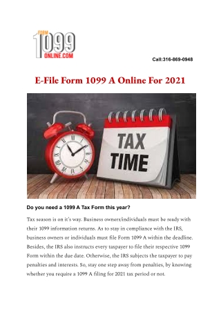 Online 1099-A | E-File Form 1099- A | E-Filing Form 1099 A