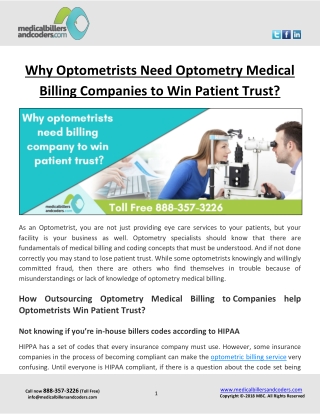 Why Optometrists Need Optometry Medical Billing Companies to Win Patient Trust?