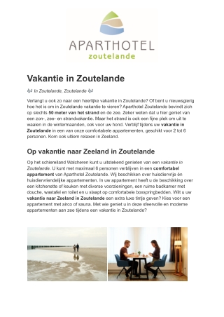 Aparthotel Zoutelande - Vakantie Zoutelande