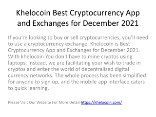 Khelocoin Best Cryptocurrency App and Exchanges for December