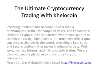 The Ultimate Cryptocurrency Trading With Khelocoin