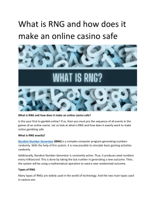 What is RNG and how does it make an online casino safe