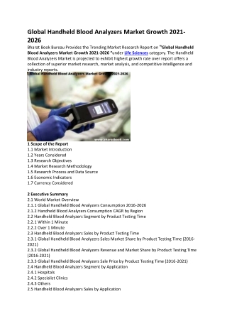 Global Handheld Blood Analyzers Market Growth 2021-2026