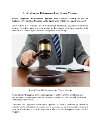 Arbitral Award Enforcement Law Firm in Vietnam