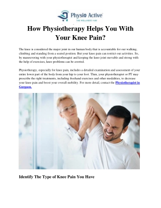 How Physiotherapy Helps You With Your Knee Pain?