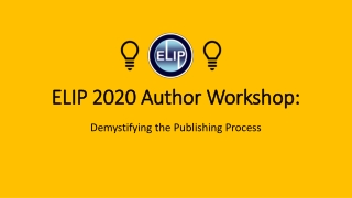 ELIP 2020 Author Workshop: