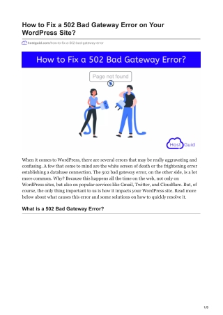 How to Fix a 502 Bad Gateway Error on Your WordPress Site