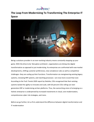 The Leap From Modernizing To Transforming The Enterprise IT Space