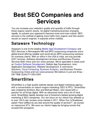Best SEO Companies and Services