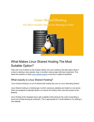 What Makes Linux Shared Hosting The Most Suitable Option ?
