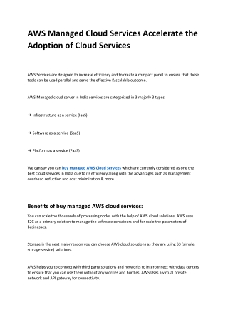 AWS Managed Cloud Services Accelerate the Adoption of Cloud Services