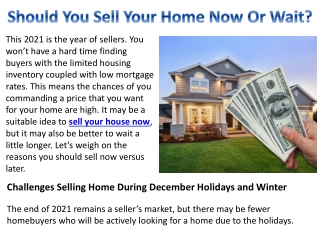 Should You Sell Your Home Now Or Wait?