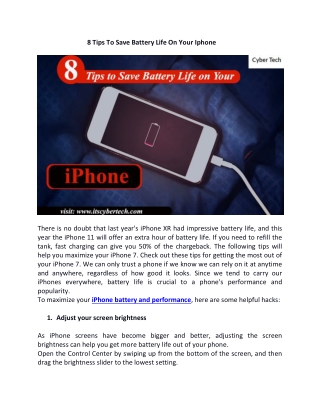 8 Tips to Save Battery Life on Your iPhone