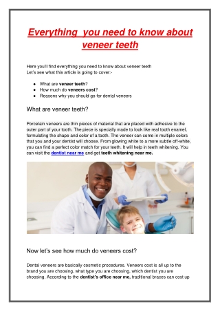 Everything  you need to know about veneer teeth