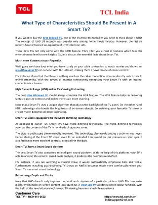 What Type of Characteristics Should Be Present in A Smart TV?