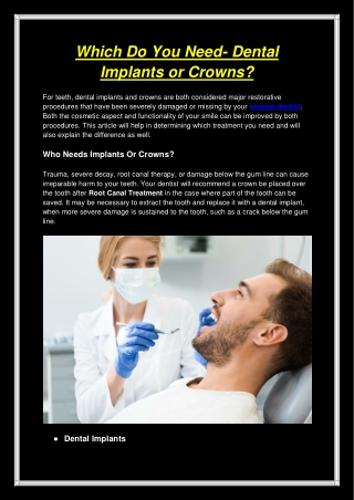 Which Do You Need- Dental Implants or Crowns