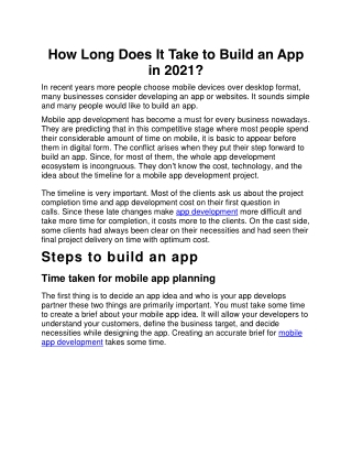 How Long Does It Take to Build an App in 2021