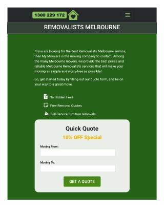 Removalists in Melbourne - Mymoovers – Call 1300 229 172
