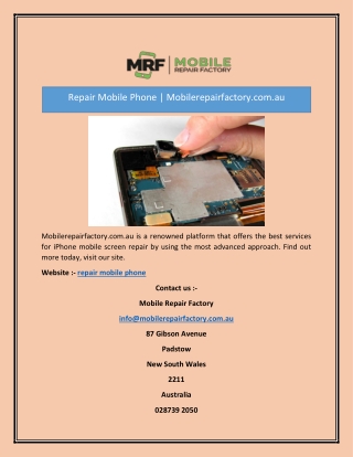 Repair Mobile Phone | Mobilerepairfactory.com.au