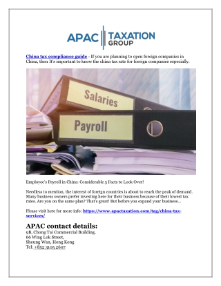 China tax compliance guide