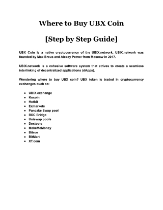 Where to Buy UBX Coin  [Step by Step Guide]