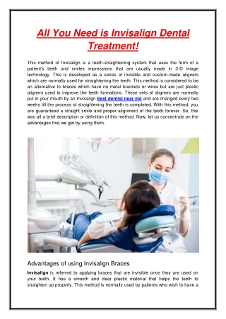All You Need is Invisalign Dental Treatment