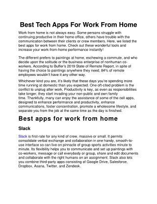 Best Tech Apps For Work From Home