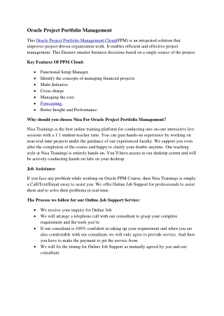 Oracle Project Portfolio Management