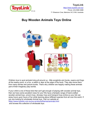 Buy Wooden Animals Toys Online