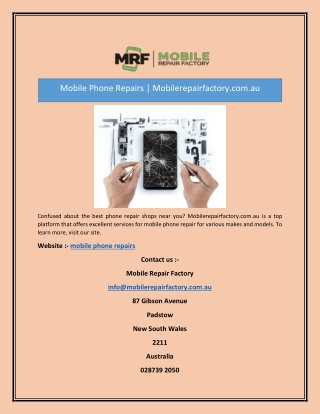 Mobile Phone Repairs | Mobilerepairfactory.com.au