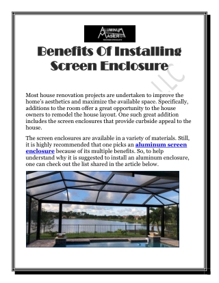 Best Quality Aluminum Screen Enclosure Service In Naples