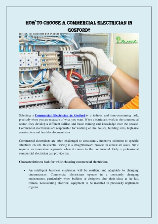 How to choose a Commercial Electrician in Gosford