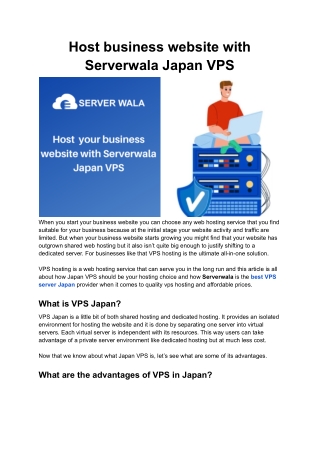 Host business Website With Serverwala Japan VPS