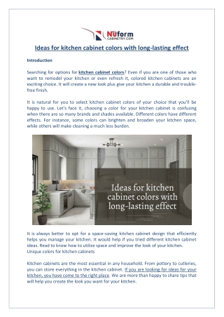 Ideas for kitchen cabinet colors with long-lasting effect
