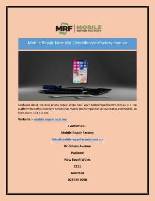Mobile Repair Near Me | Mobilerepairfactory.com.au