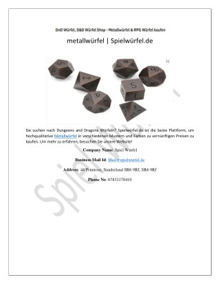 metallwürfel | Spielwürfel.de