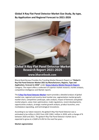 Global X-Ray Flat Panel Detector Market Research Report 2021-2026